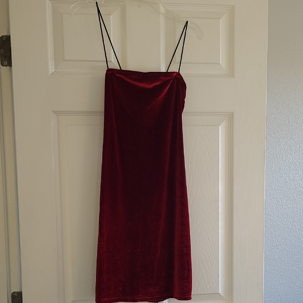 SHEIN Burgundy Velvet Mini Dress